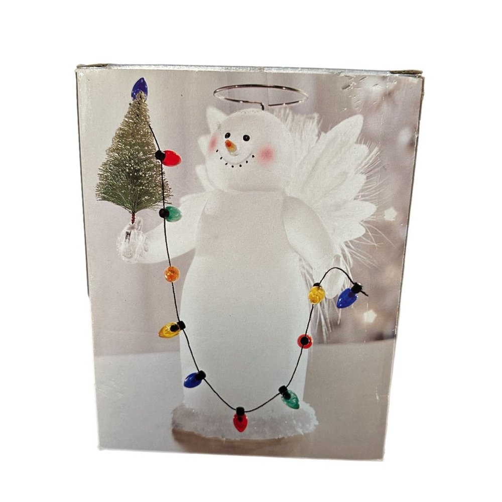 JCPenney Home Collection Acrylic Lighted 6” Angel Snowman Fiber Optic RARE NEW